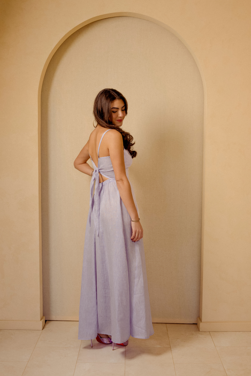 The Amalfi Bow Dress in Lilac